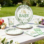 Fexivo 286 Pcs Sage Green Baby Shower Decorations Set — Serves 25 Guests | All-in-One Party Kit