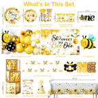 Fexivo 272-Piece First Bee Day Decorations for Girls – All-In-One 1st Birthday Kit