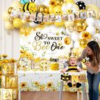 Fexivo 272-Piece First Bee Day Decorations for Girls – All-In-One 1st Birthday Kit