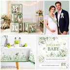 Fexivo 286 Pcs Sage Green Baby Shower Decorations Set — Serves 25 Guests | All-in-One Party Kit