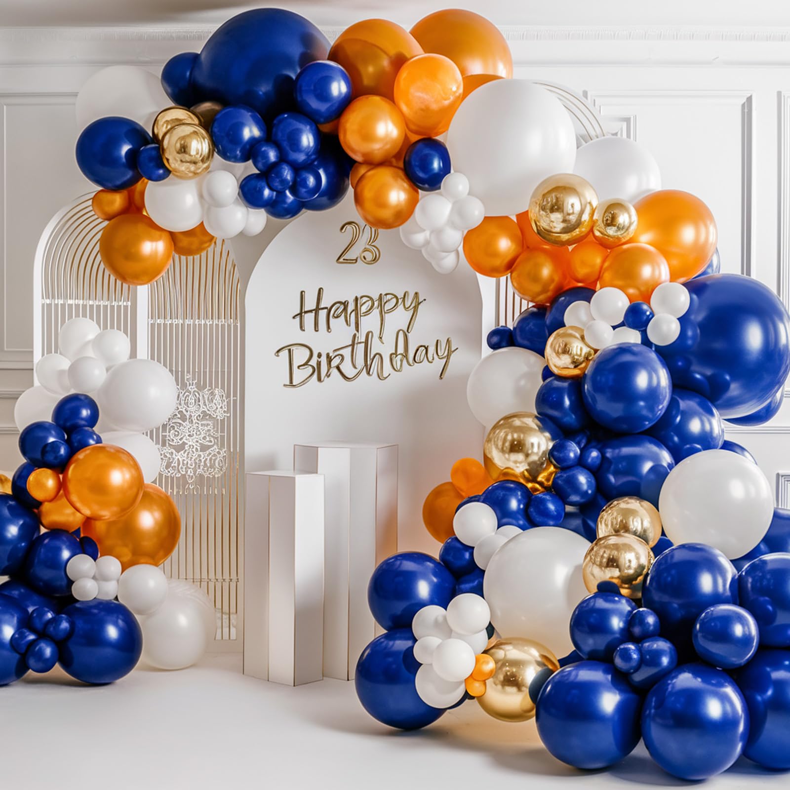 FEYG Orange & Blue Balloon Arch Kit – 120 Balloons for Graduation 2025 & Thanksgiving