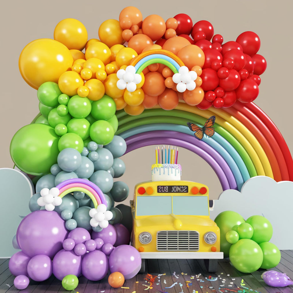 FEYG Multicolor Boho Rainbow Balloon Arch Garland Kit – Kids Party Decor