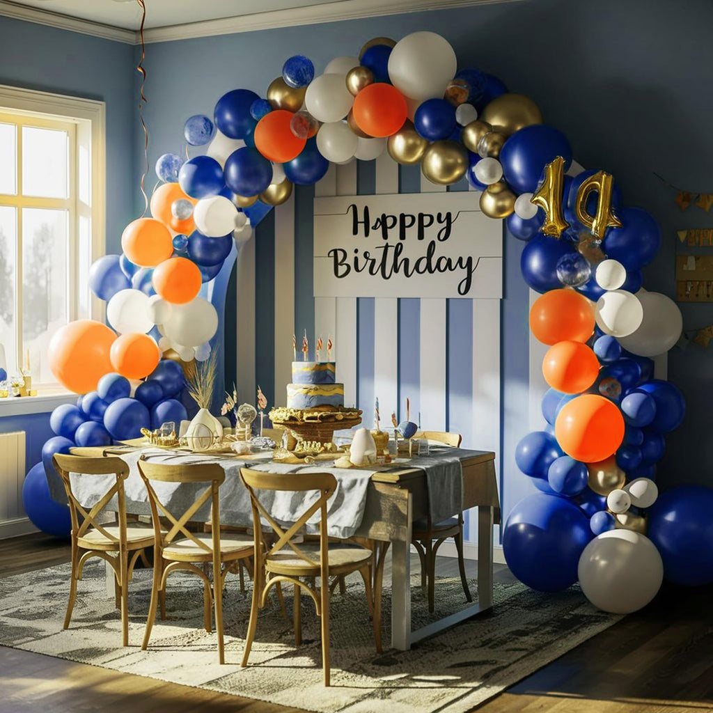 FEYG Orange & Blue Balloon Arch Kit – 120 Balloons for Graduation 2025 & Thanksgiving