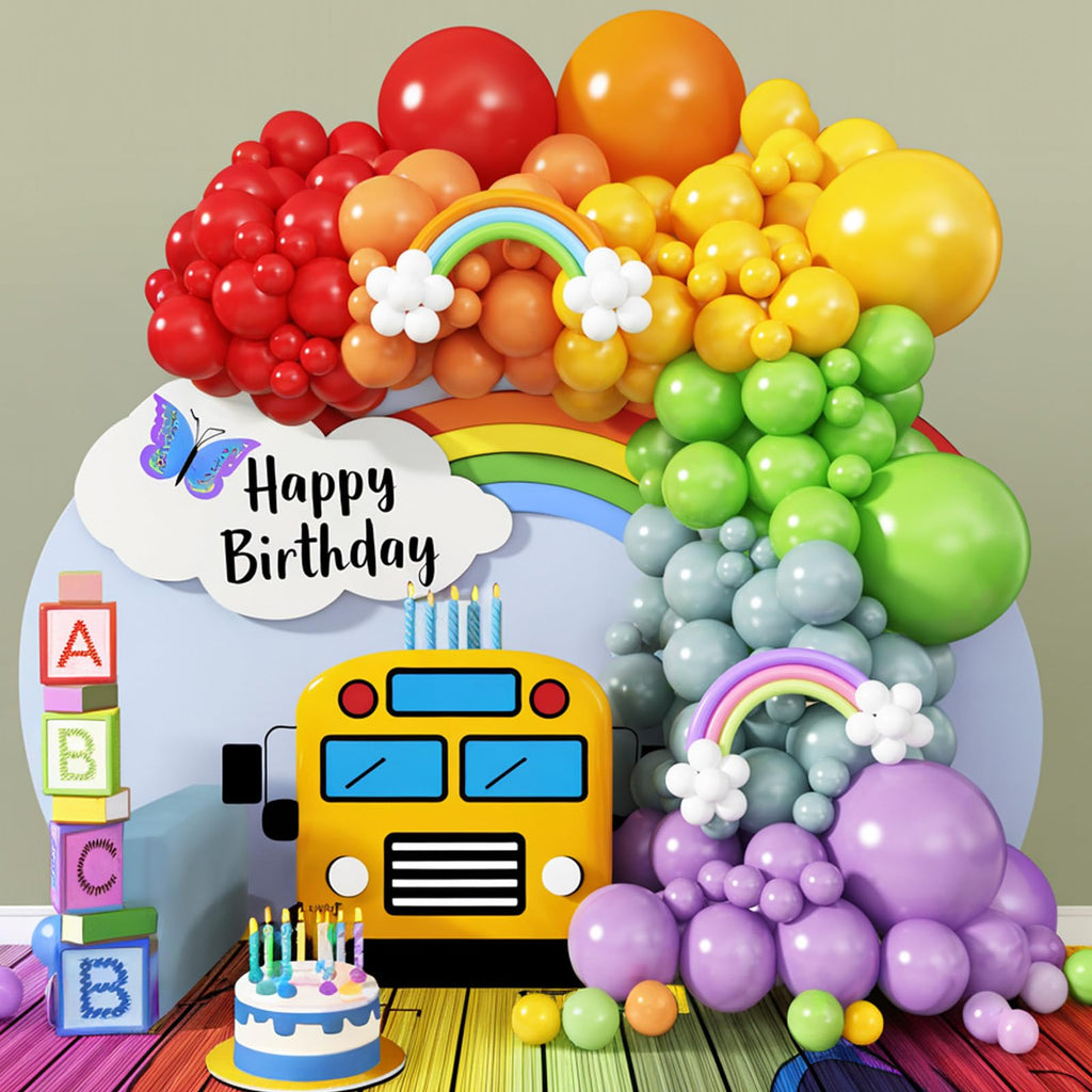 FEYG Multicolor Boho Rainbow Balloon Arch Garland Kit – Kids Party Decor