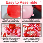 FEYG Valentine's Day Balloon Arch Kit – 121 PCS Hot Pink & Red Balloons + Love Letters