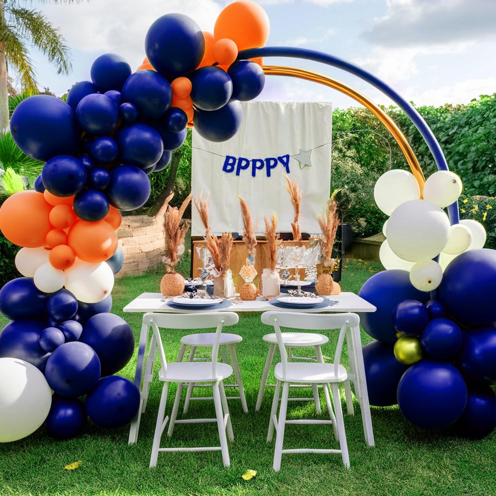 FEYG Orange & Blue Balloon Arch Kit – 120 Balloons for Graduation 2025 & Thanksgiving