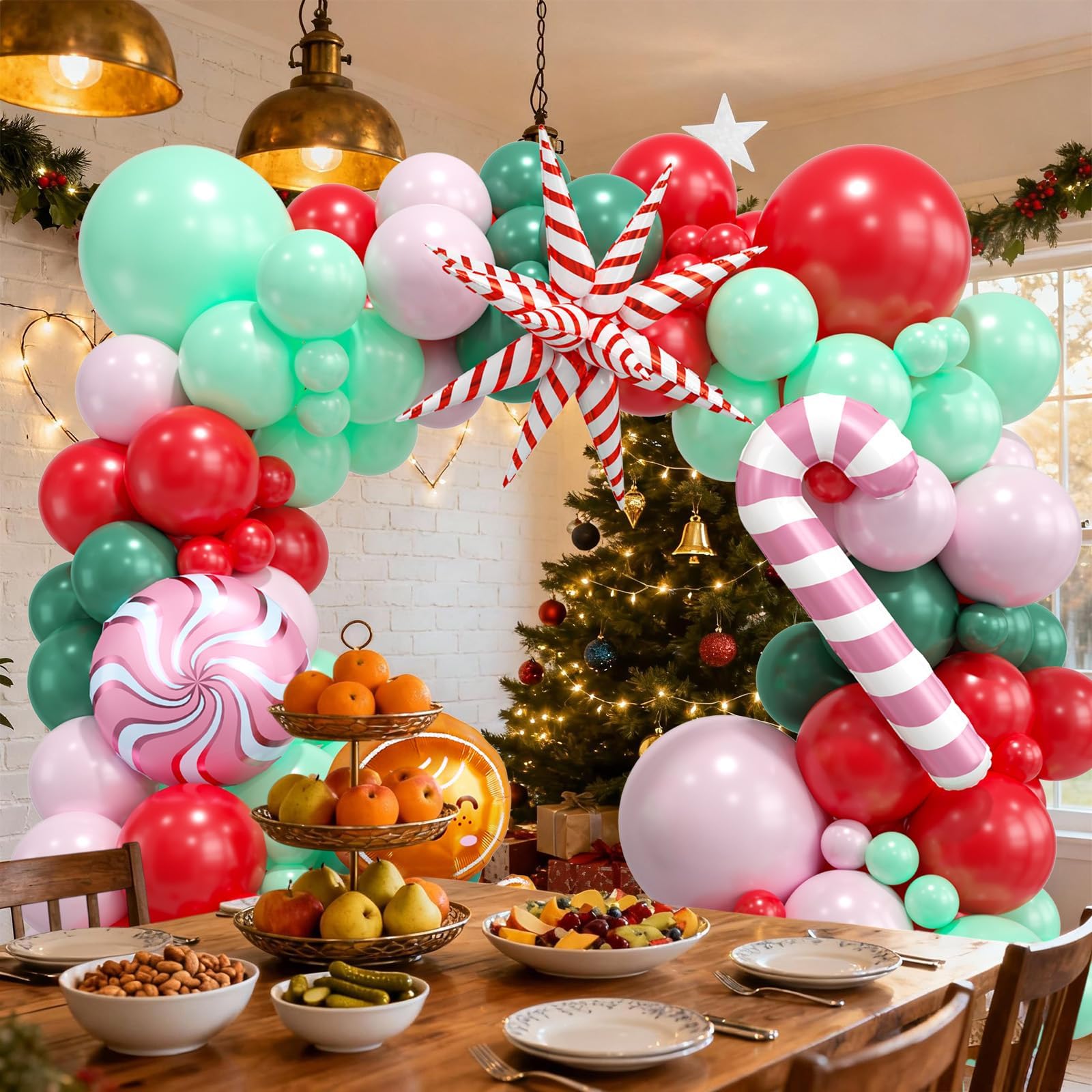 FEYG Christmas Balloon Arch Kit – 120pc Pastel Pink & Green Balloons