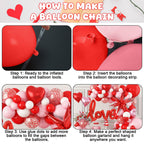 FEYG Valentines Day Balloon Arch Kit | 121 Pcs Red Pink White Garland with Heart & Love Foil Balloons
