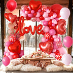FEYG Valentine's Day Balloon Arch Kit – 121 PCS Hot Pink & Red Balloons + Love Letters