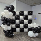 FEYG Black & Pearl White Double-Sided Square Foil Balloon Wall Kit, 19-Inch – Wedding & Party Backdrop