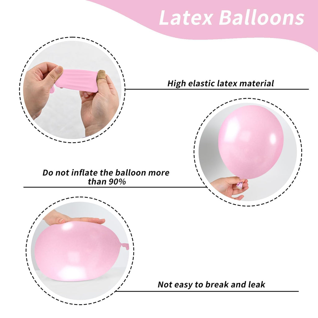 FEYG Metallic Chrome Pink 52 PCS 12 Inch Latex Balloons with Pink Confetti – Cherry Blossom, Pearl, Maca