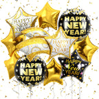 FEYG 18-Inch Black and Gold Happy New Year Balloons – Large Foil Balloons for 2026 Eve Party Decor