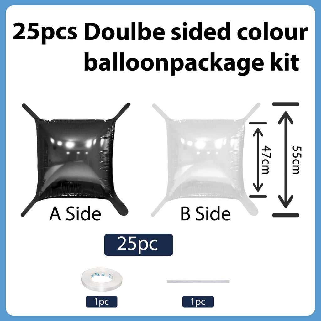 FEYG Black & Pearl White Double-Sided Square Foil Balloon Wall Kit, 19-Inch – Wedding & Party Backdrop