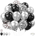 FEYG Black and Silver Balloons 12 Inch – 30pcs Metallic Confetti for Graduation and Birthday Parties
