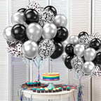 FEYG Black and Silver Balloons 12 Inch – 30pcs Metallic Confetti for Graduation and Birthday Parties