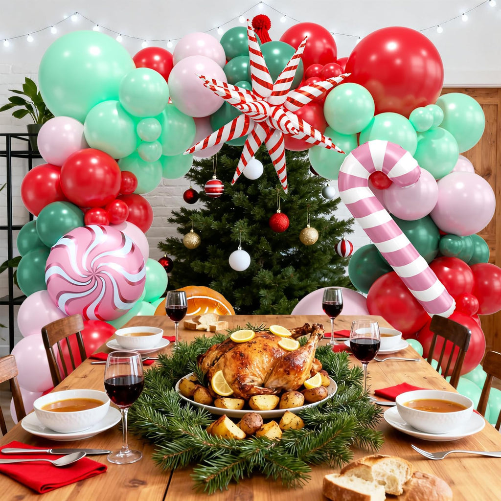 FEYG Christmas Balloon Arch Kit – 120pc Pastel Pink & Green Balloons