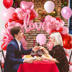 FEYG Valentine's Day Balloon Arch Kit – 121 Pcs Red & Pink Garland with Heart and Star Foil Balloons