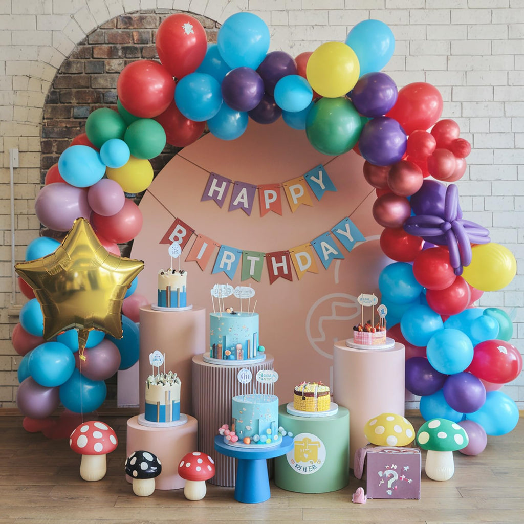 FEYG Red Blue Green Yellow Balloon Kit – 3 Star Balloons for Game-Themed Birthday Parties