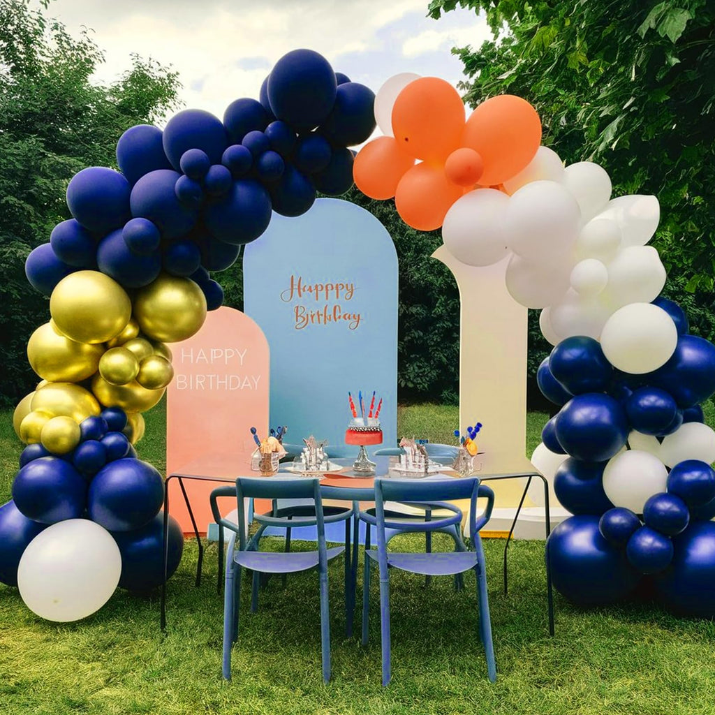 FEYG Orange & Blue Balloon Arch Kit – 120 Balloons for Graduation 2025 & Thanksgiving