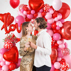 FEYG Valentine's Day Balloon Arch Kit – 121 PCS Hot Pink & Red Balloons + Love Letters