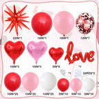 FEYG Valentines Day Balloon Arch Kit | 121 Pcs Red Pink White Garland with Heart & Love Foil Balloons