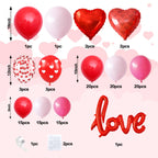 FEYG Valentine's Day Balloon Arch Kit – 121 PCS Hot Pink & Red Balloons + Love Letters