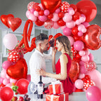 FEYG Valentine's Day Balloon Arch Kit – 121 PCS Hot Pink & Red Balloons + Love Letters