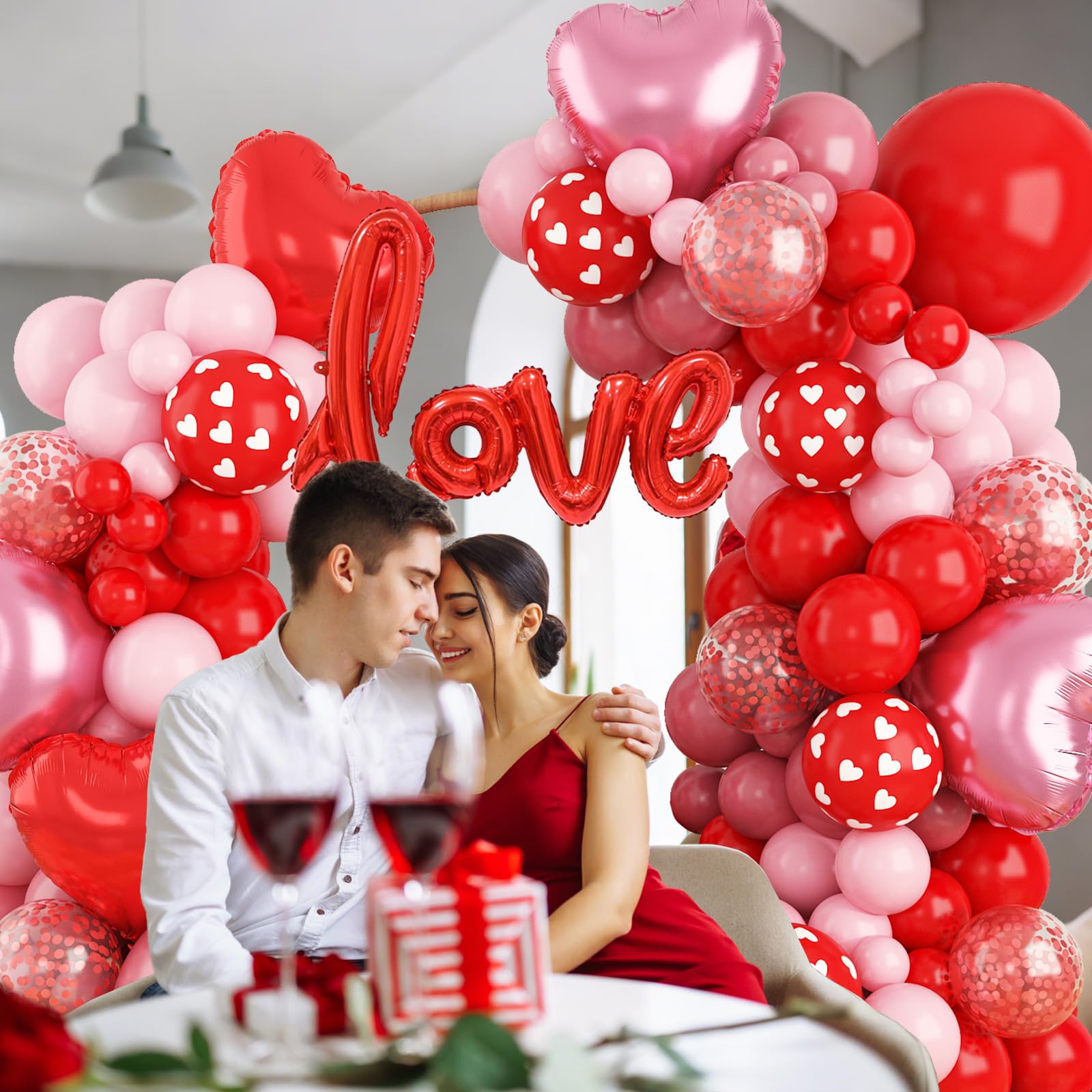 FEYG Valentine's Day Balloon Arch Kit — 121 PCS Pink & Red Balloons