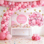 FEYG Metallic Chrome Pink 52 PCS 12 Inch Latex Balloons with Pink Confetti – Cherry Blossom, Pearl, Maca