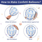 FEYG Blue and Black Balloons – 50pcs 12in Royal Blue, Black & Silver Confetti with Ribbon