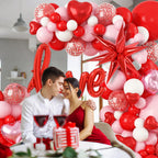 FEYG Valentines Day Balloon Arch Kit | 121 Pcs Red Pink White Garland with Heart & Love Foil Balloons
