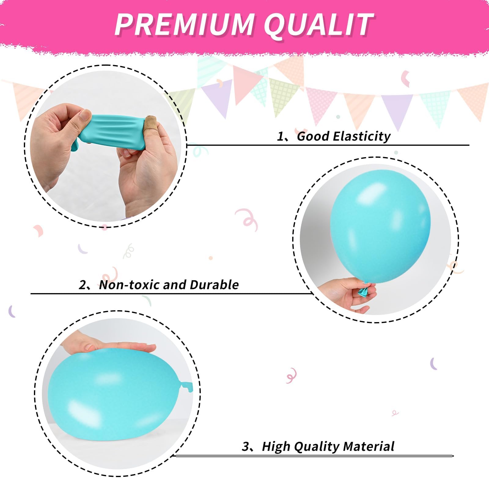 FEYG Pink Purple Teal Balloons – 50pcs Metallic 12-Inch Party Decor for Birthday, Baby Shower, Wedding