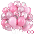 FEYG Metallic Chrome Pink 52 PCS 12 Inch Latex Balloons with Pink Confetti – Cherry Blossom, Pearl, Maca