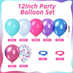 FEYG Pink Purple Teal Balloons – 50pcs Metallic 12-Inch Party Decor for Birthday, Baby Shower, Wedding