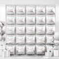 FEYG Metallic Silver Double-Sided Square Foil Balloons Wall Kit – 25x19in Backdrop for Weddings, Parties, and Celebrations