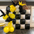 FEYG Black & Pearl White Double-Sided Square Foil Balloon Wall Kit, 19-Inch – Wedding & Party Backdrop