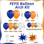 FEYG Orange & Blue Balloon Arch Kit – 120 Balloons for Graduation 2025 & Thanksgiving