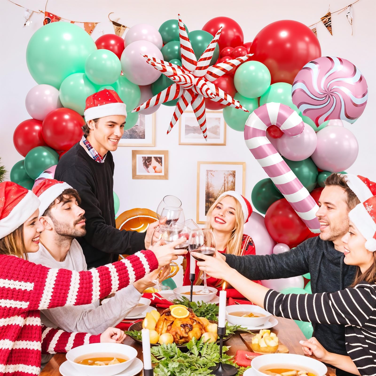 FEYG Christmas Balloon Arch Kit – 120pc Pastel Pink & Green Balloons