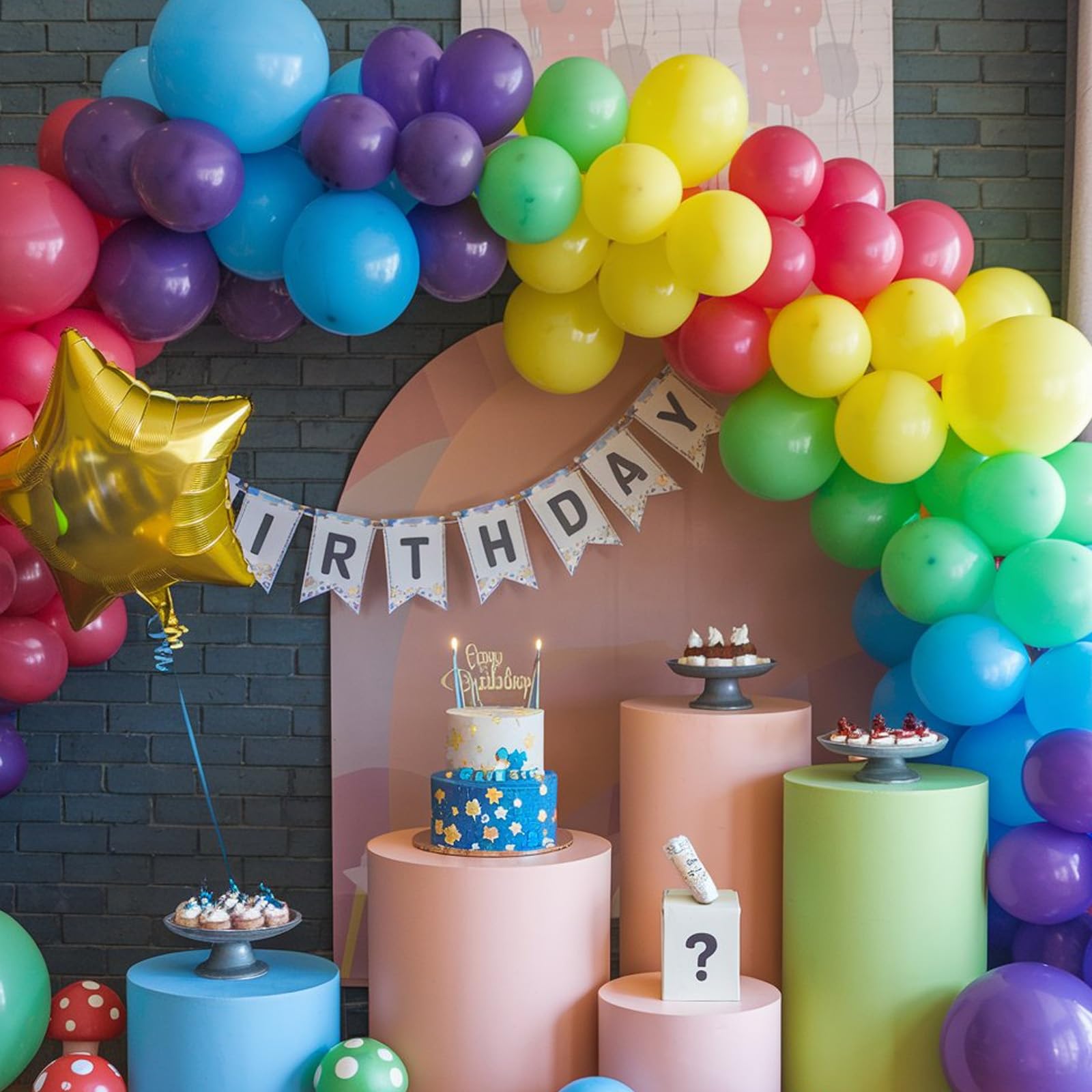 FEYG Red Blue Green Yellow Balloon Kit – 3 Star Balloons for Game-Themed Birthday Parties