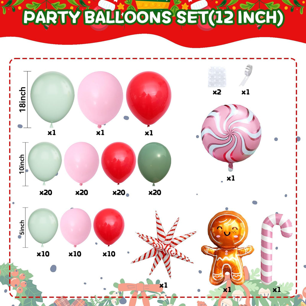 FEYG Christmas Balloon Arch Kit – 120pc Pastel Pink & Green Balloons