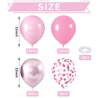 FEYG Metallic Chrome Pink 52 PCS 12 Inch Latex Balloons with Pink Confetti – Cherry Blossom, Pearl, Maca