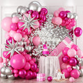 FEYG Pink & Silver Balloon Arch Kit – 120pcs Pastel Pink, Hot Pink & Silver 4D Star Balloons