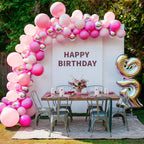 FEYG Pink & Silver Balloon Arch Kit – 120pcs Pastel Pink, Hot Pink & Silver 4D Star Balloons