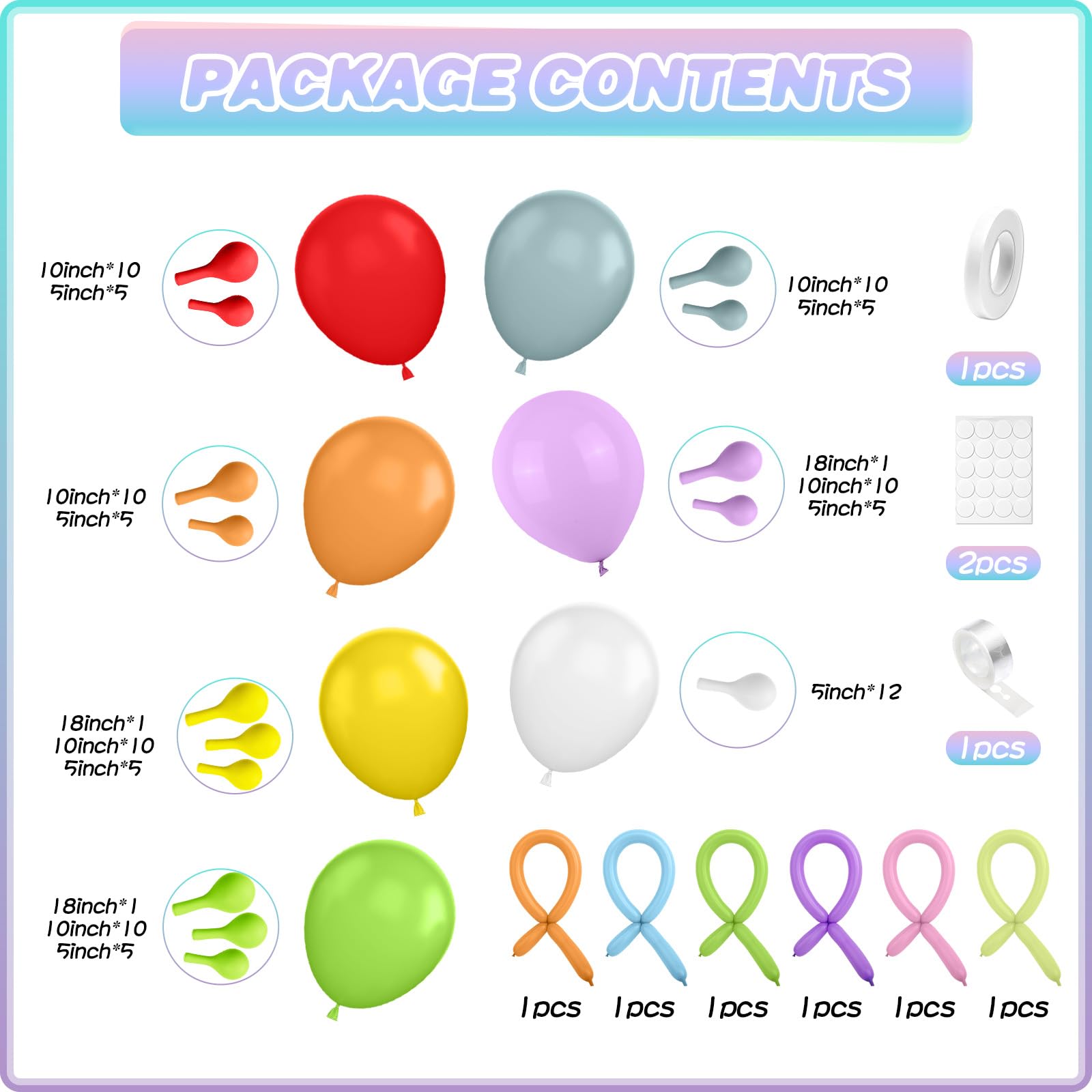 FEYG Multicolor Boho Rainbow Balloon Arch Garland Kit – Kids Party Decor