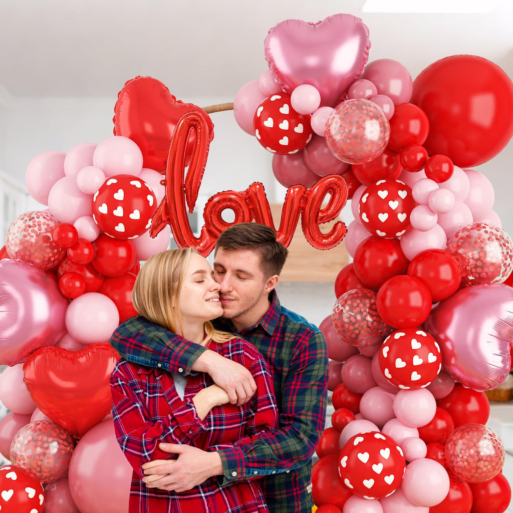 FEYG Valentine's Day Balloon Arch Kit — 121 PCS Pink & Red Balloons