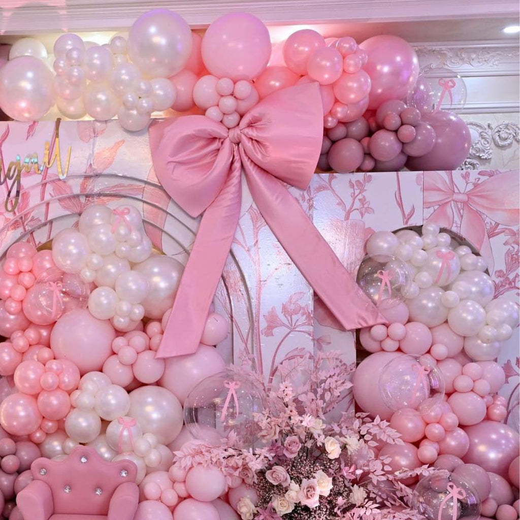 FEYG Metallic Chrome Pink 52 PCS 12 Inch Latex Balloons with Pink Confetti – Cherry Blossom, Pearl, Maca