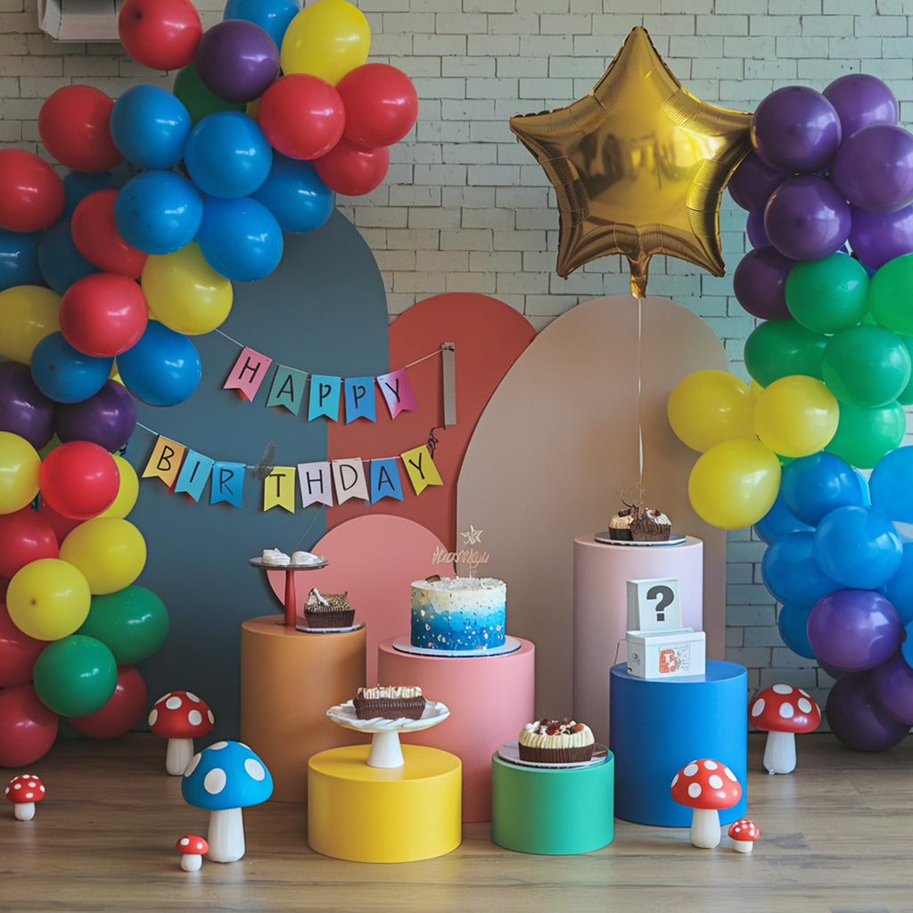 FEYG Red Blue Green Yellow Balloon Kit – 3 Star Balloons for Game-Themed Birthday Parties