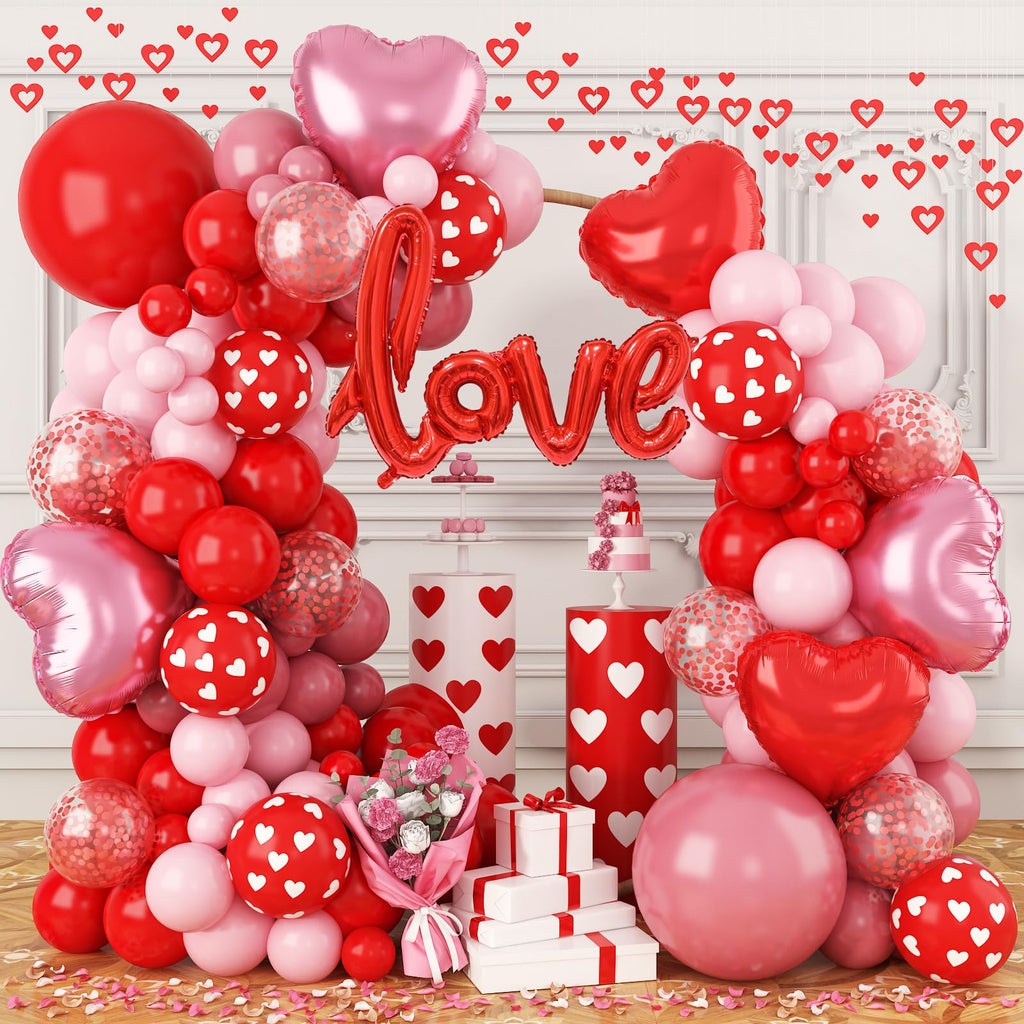 FEYG Valentine's Day Balloon Arch Kit — 121 PCS Pink & Red Balloons