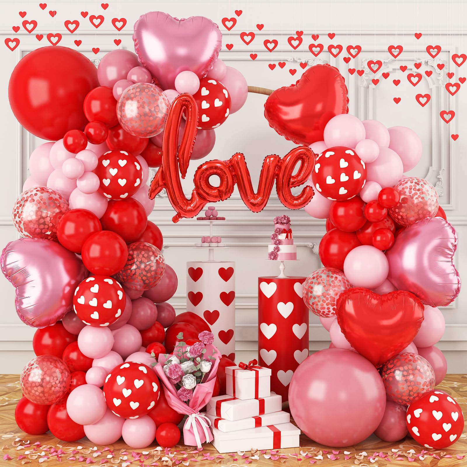 FEYG Valentine's Day Balloon Arch Kit — 121 PCS Pink & Red Balloons