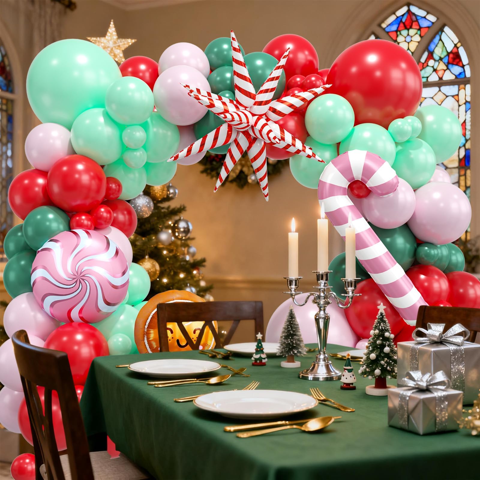 FEYG Christmas Balloon Arch Kit – 120pc Pastel Pink & Green Balloons